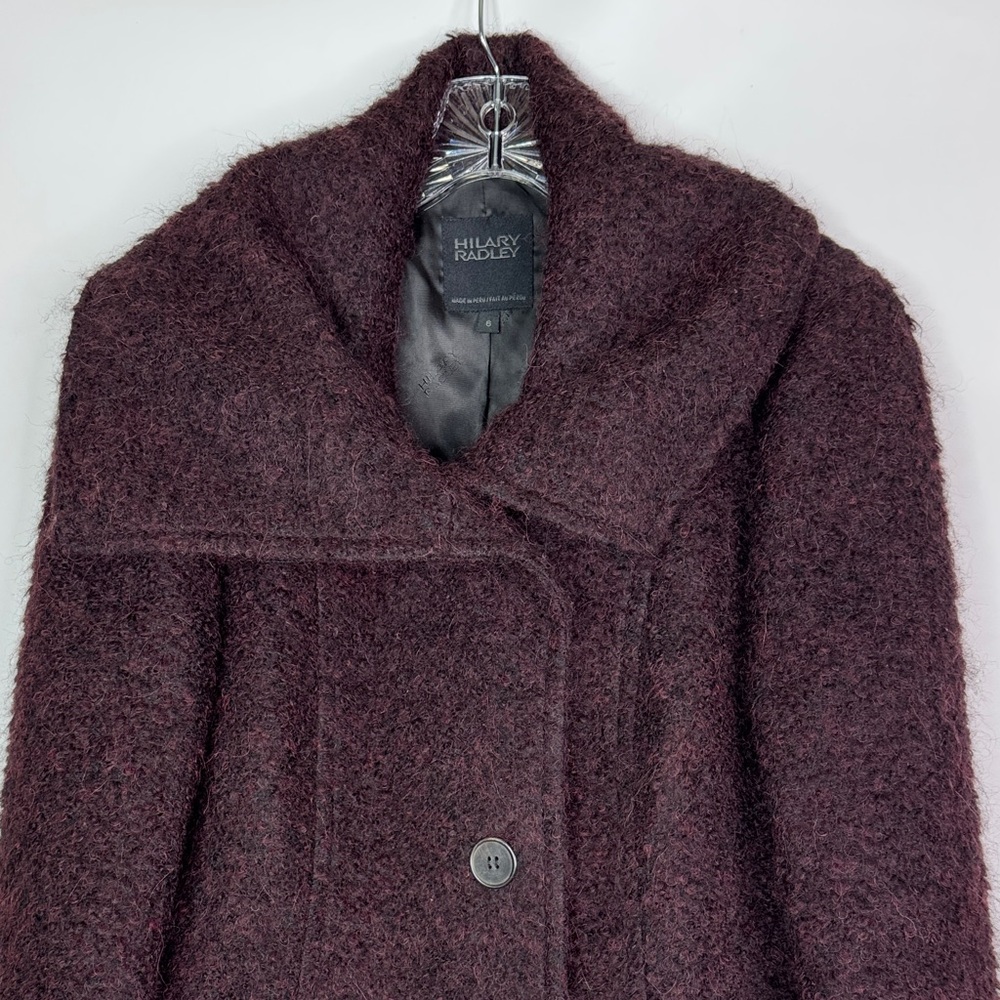 Hilary Radley Alpaca Wool Purple Long Button Peacoat Size 6 - Picture 2 of 11